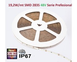Tira LED Flexible 48V 19,2W/mt 140 Led/mt SMD 2835 IP67, Serie Profesional IRC >90, rollo de 20mts